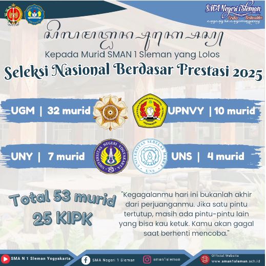 Gemilang Prestasi! 53 Siswa SMAN 1 Sleman Lolos SNBP 2025