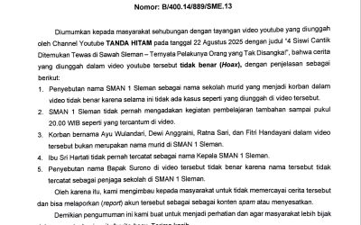 PEMBERITAHUAN INFORMASI TIDAK BENAR PADA VIDEO YOUTUBE YANG MENCANTUMKAN NAMA SEKOLAH